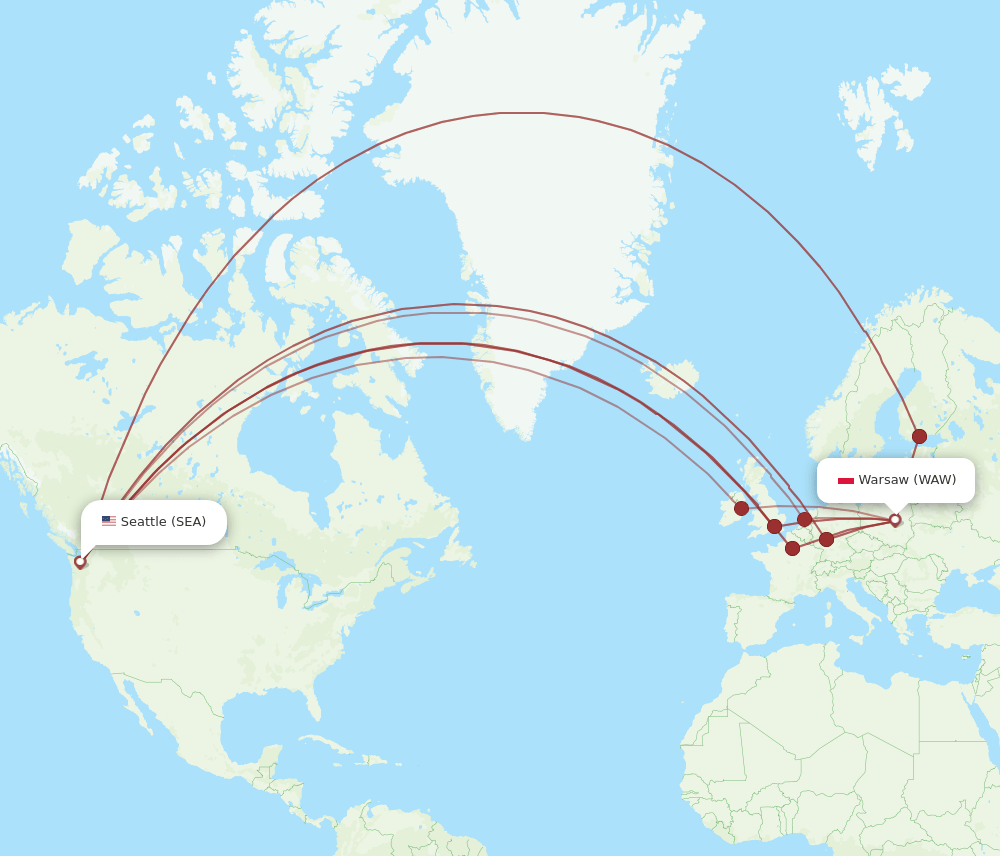 SEA-WAW flight routes