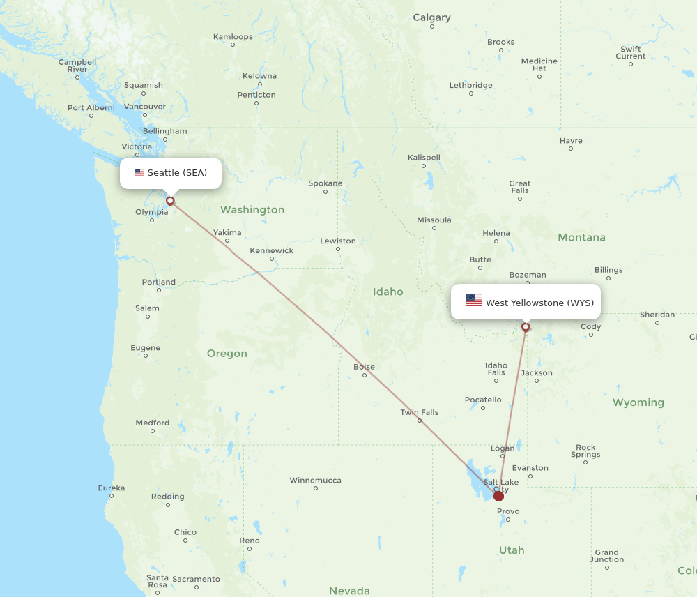 SEA-WYS flight routes