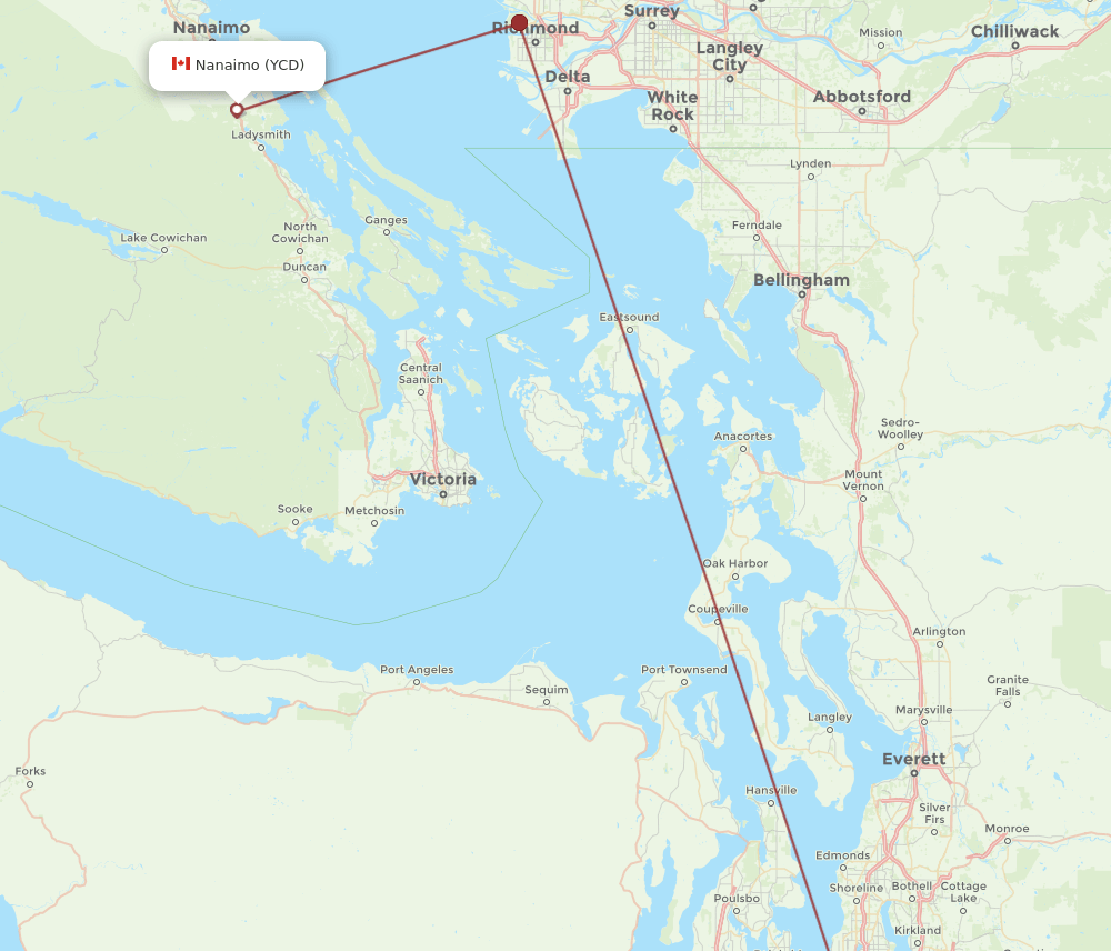 SEA-YCD flight routes