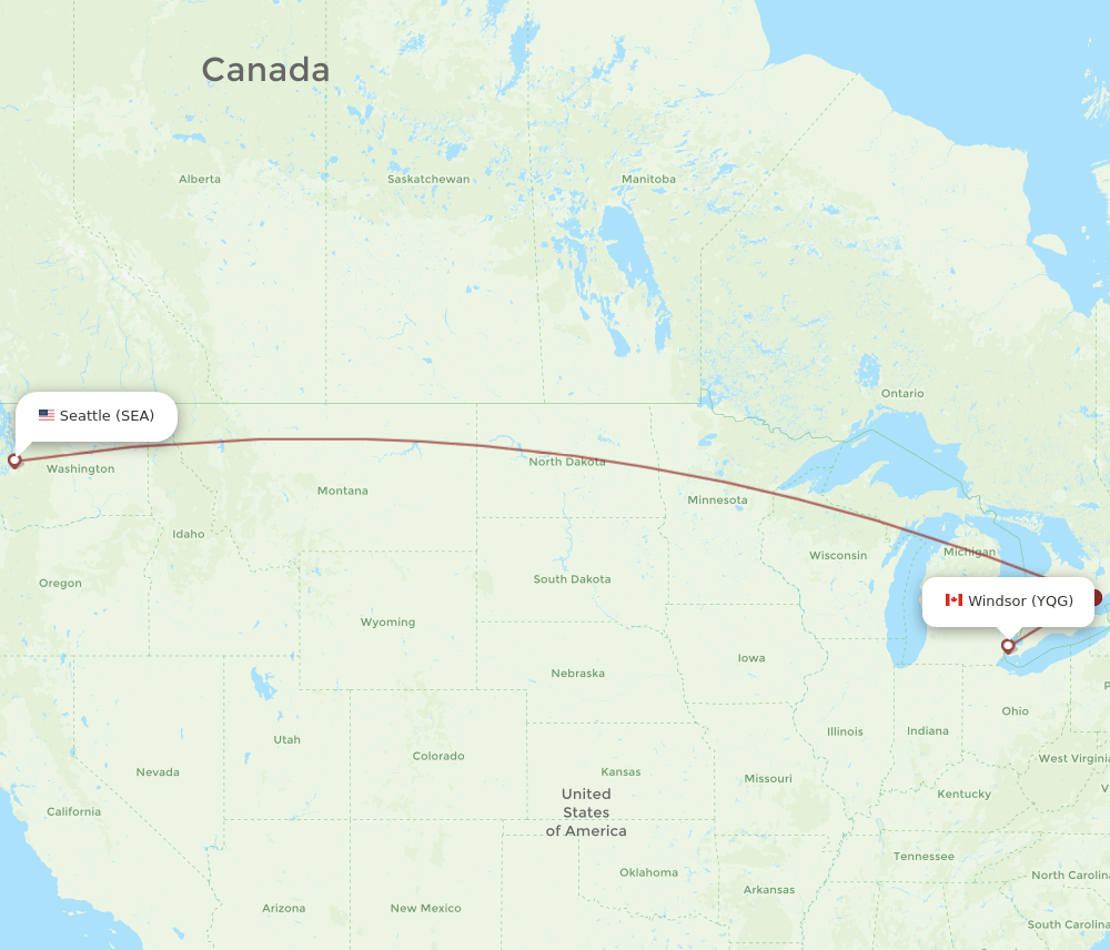 SEA to YQG flights and routes map