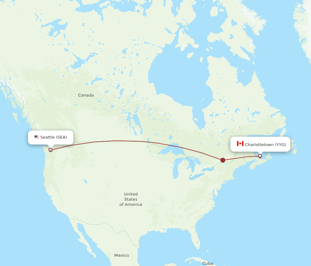 SEA-YYG flight routes