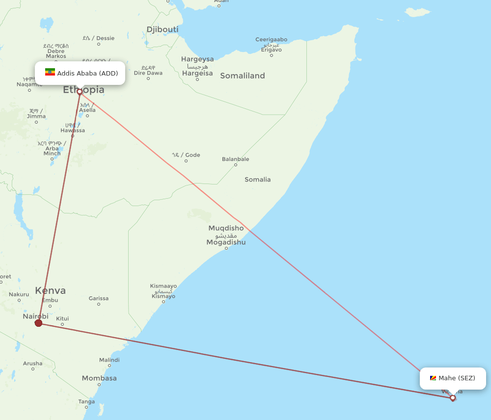 SEZ-ADD flight routes