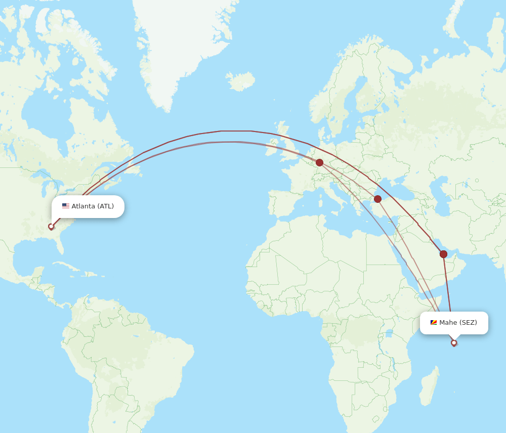 SEZ-ATL flight routes