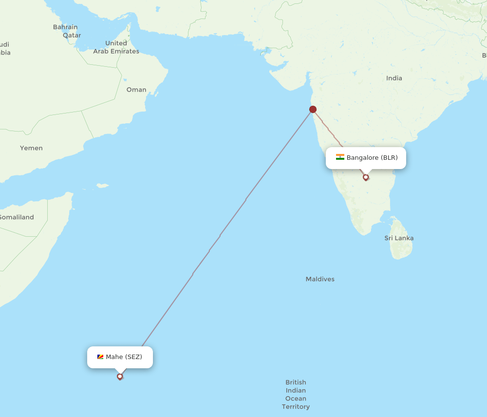 SEZ-BLR flight routes