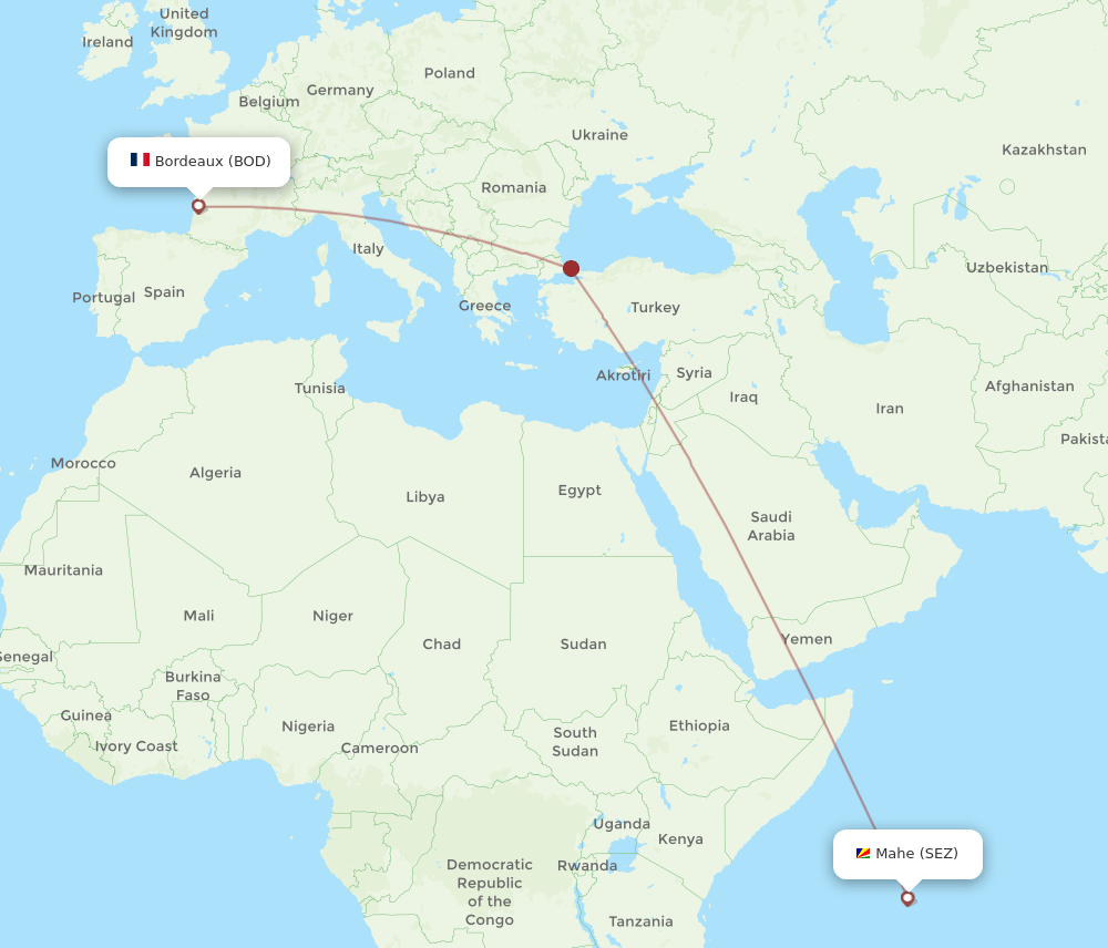 SEZ-BOD flight routes