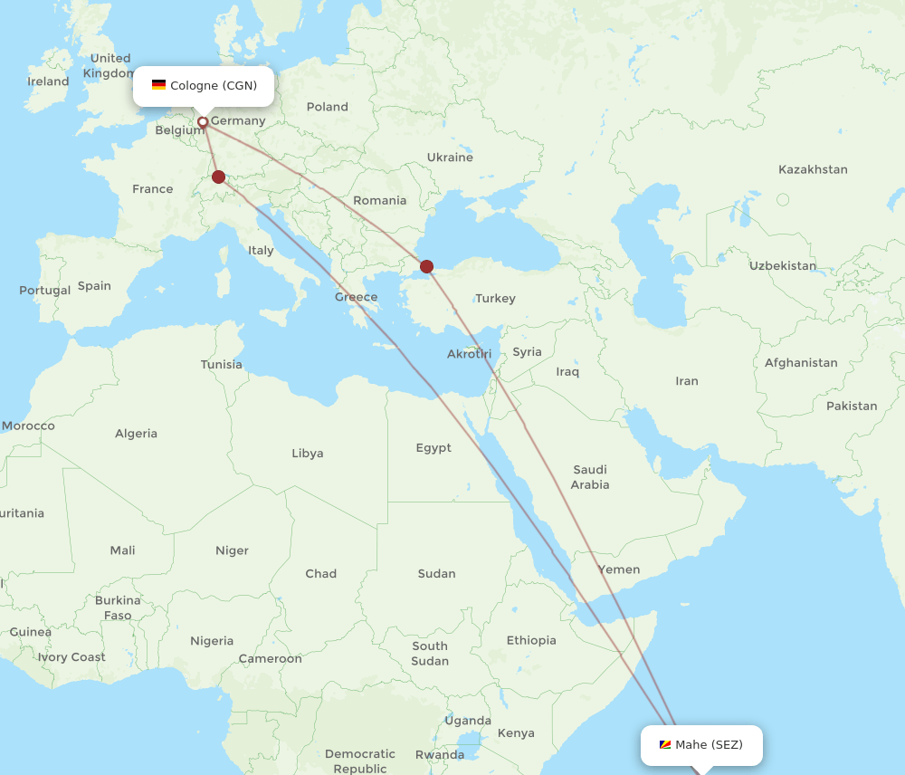 SEZ-CGN flight routes