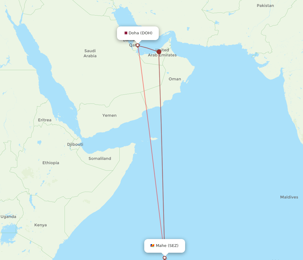 SEZ-DOH flight routes