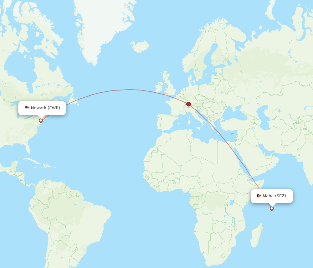 EWR to SEZ flights and routes map