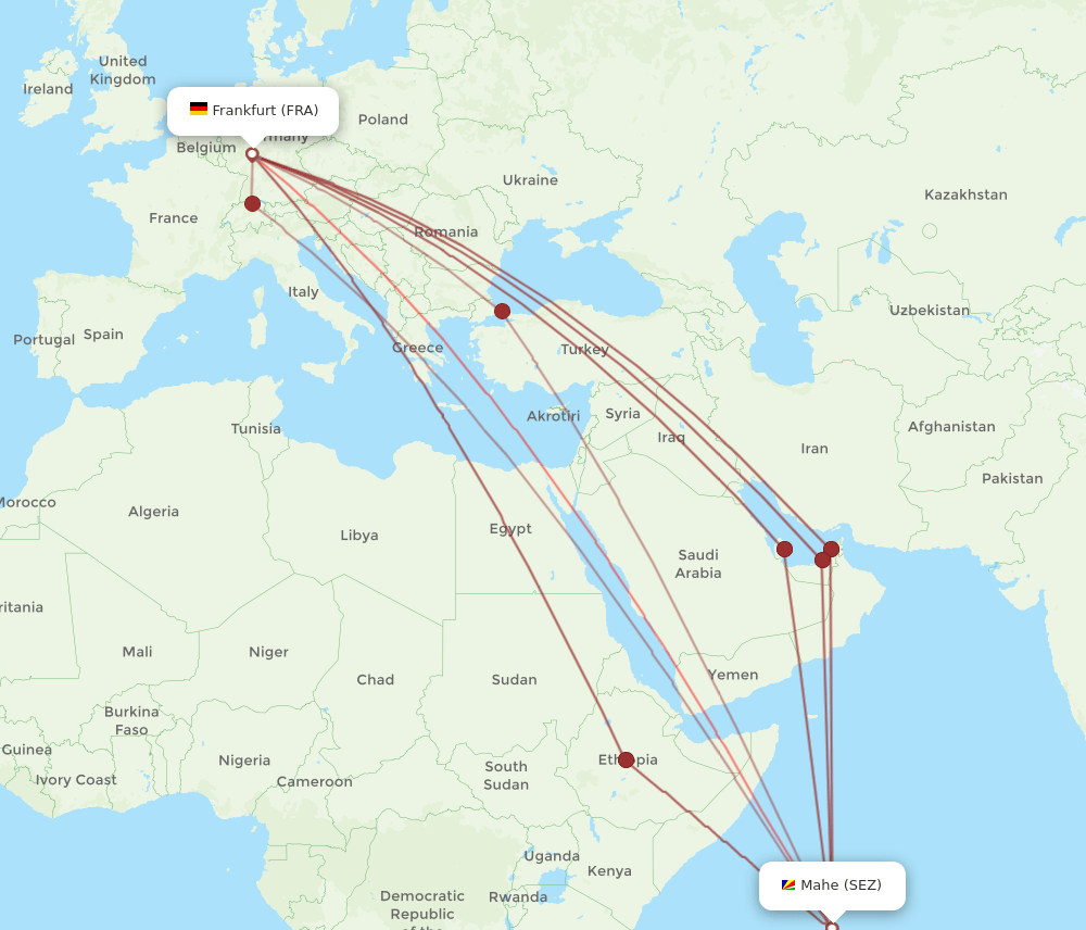 SEZ-FRA flight routes