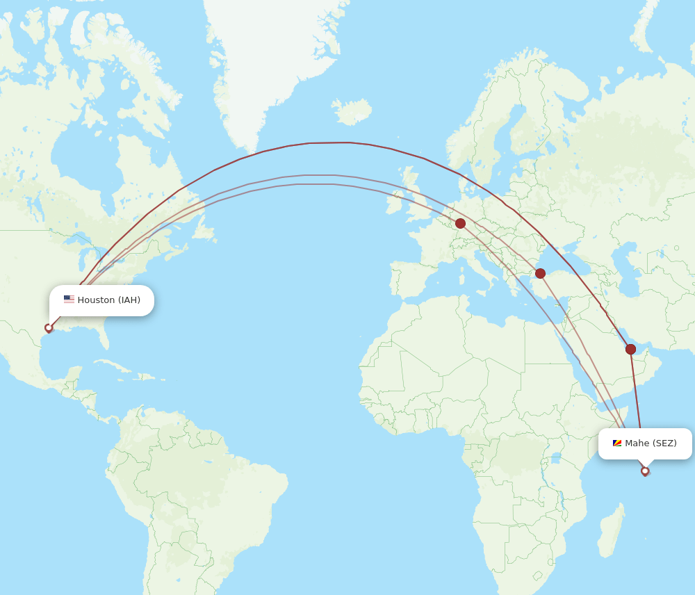 SEZ-IAH flight routes