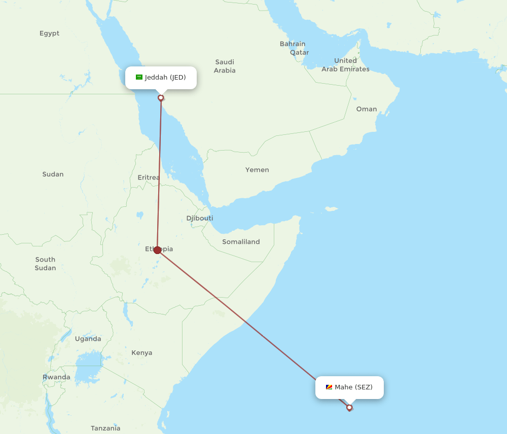 SEZ-JED flight routes