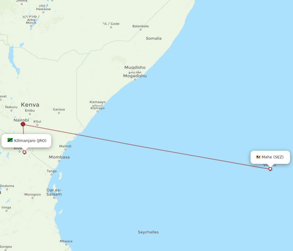 SEZ-JRO flight routes