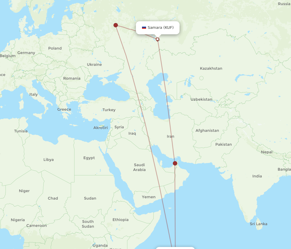 SEZ-KUF flight routes