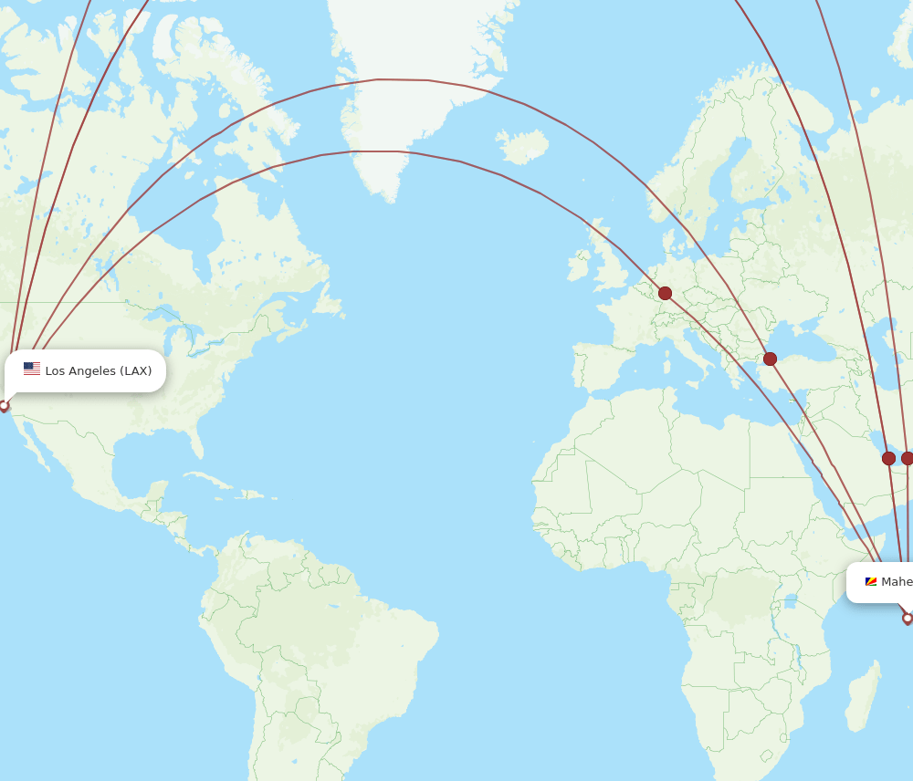SEZ-LAX flight routes
