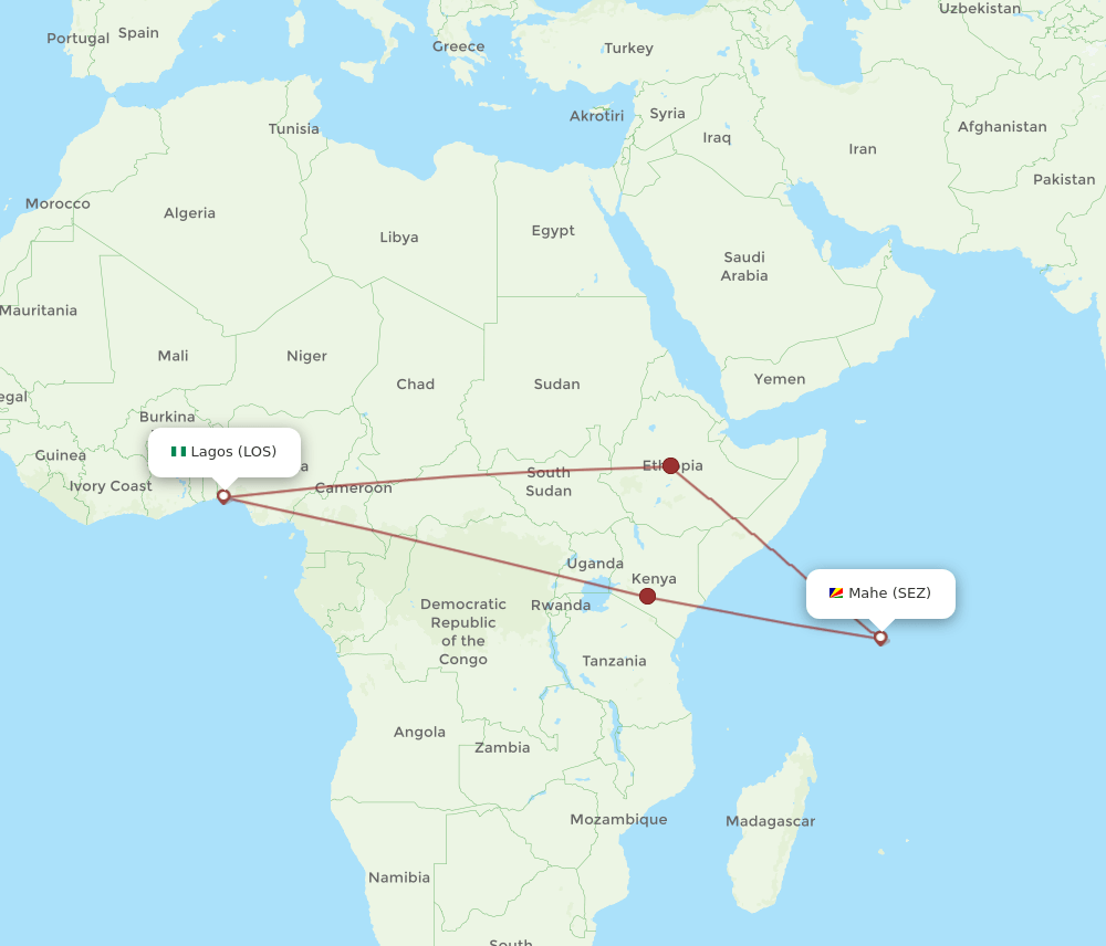 SEZ-LOS flight routes