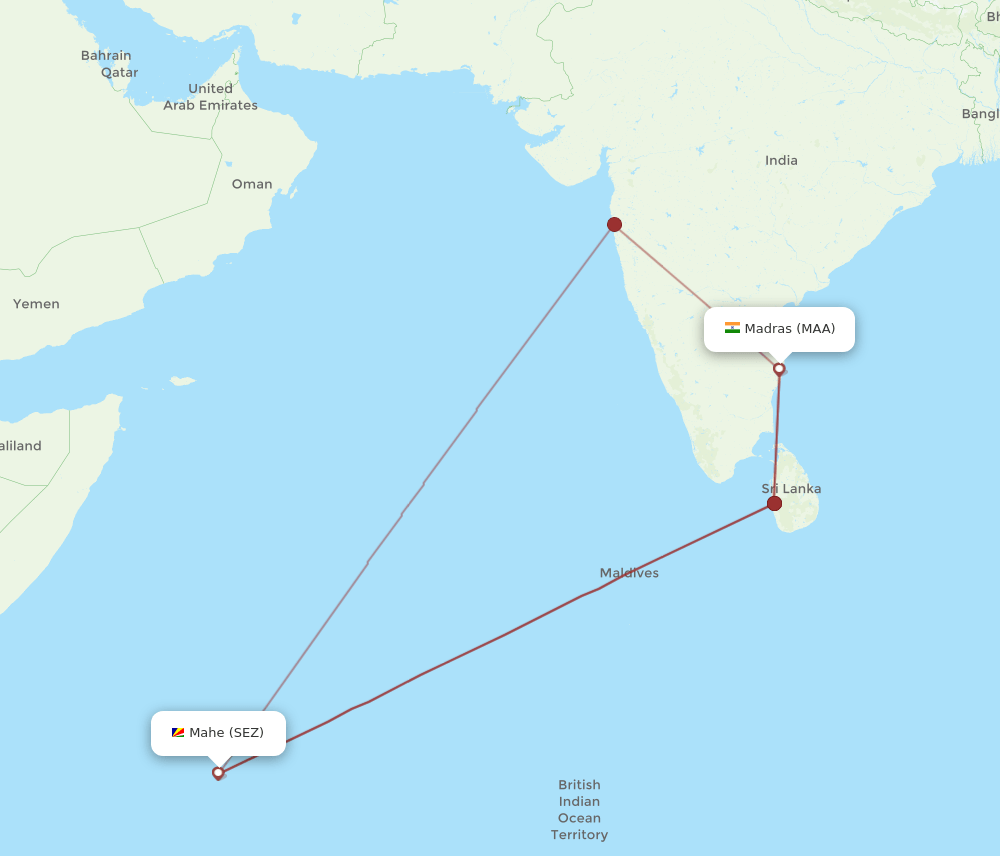 SEZ-MAA flight routes
