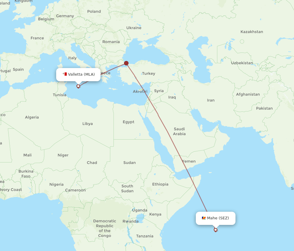 SEZ-MLA flight routes