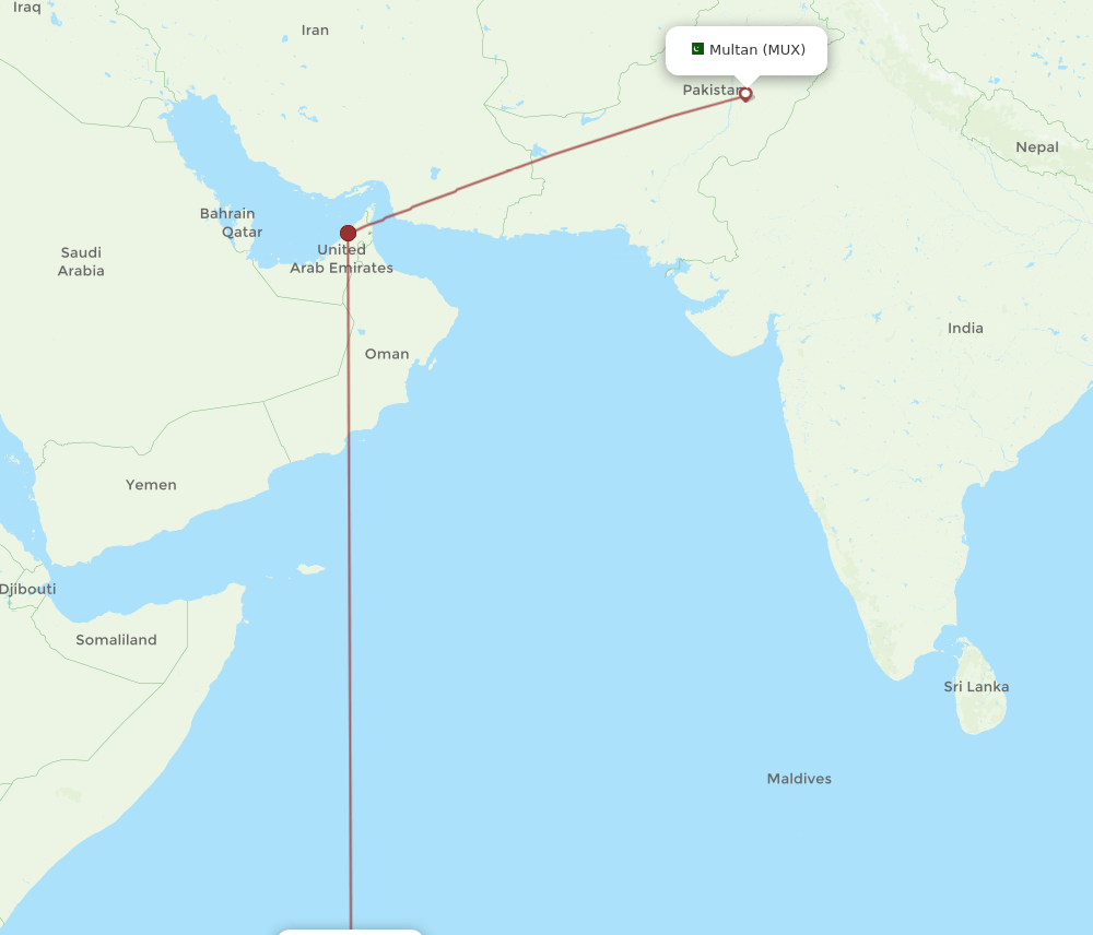 SEZ-MUX flight routes