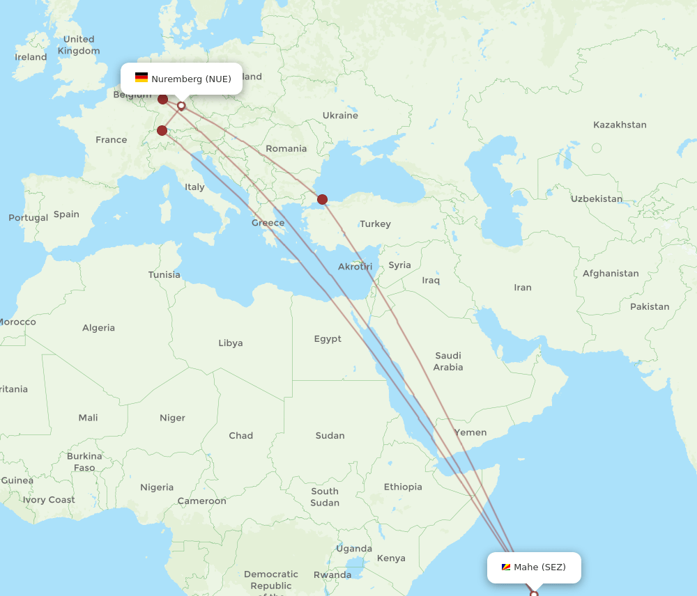 SEZ-NUE flight routes