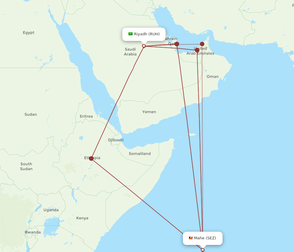SEZ-RUH flight routes
