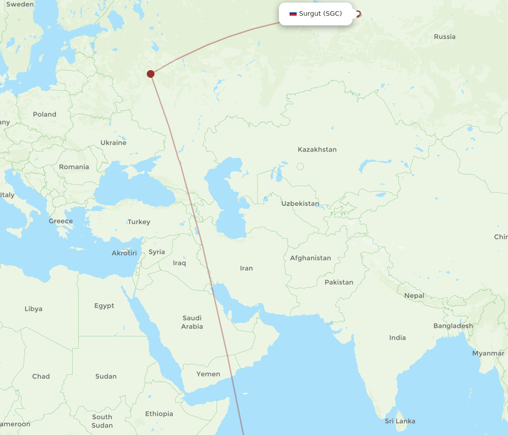 SEZ-SGC flight routes