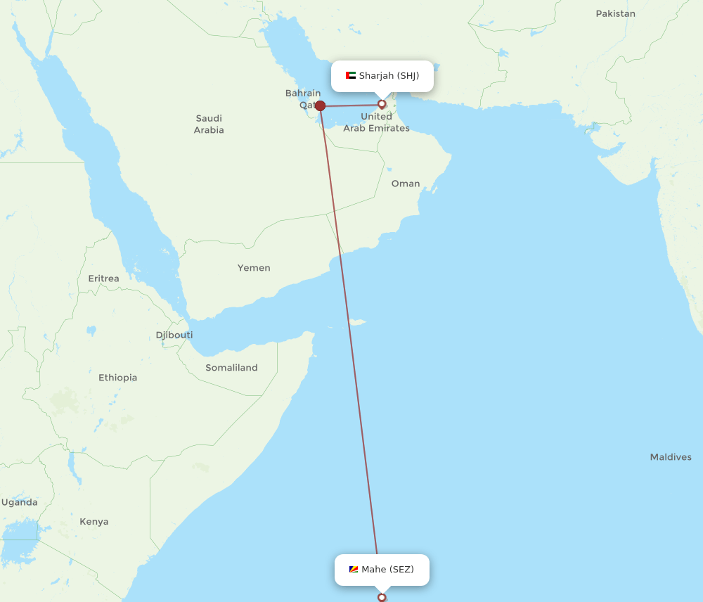 SEZ-SHJ flight routes