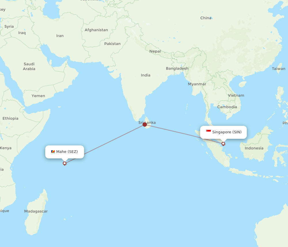 SEZ-SIN flight routes