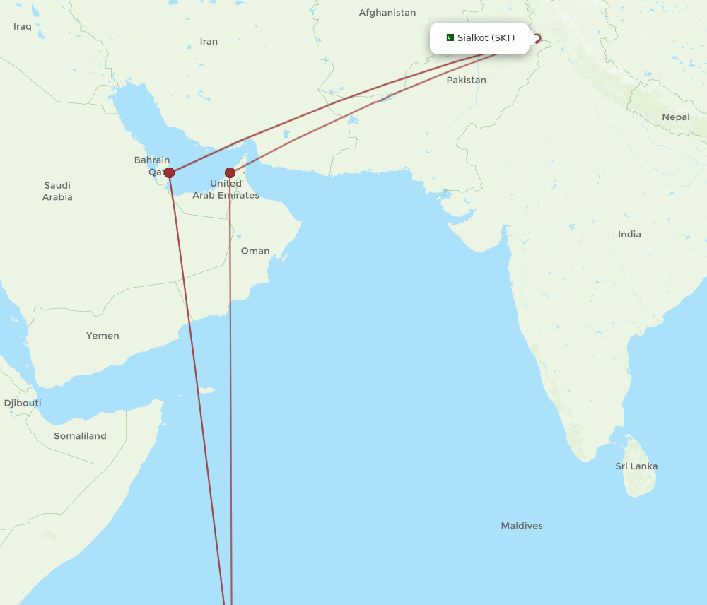 SEZ-SKT flight routes