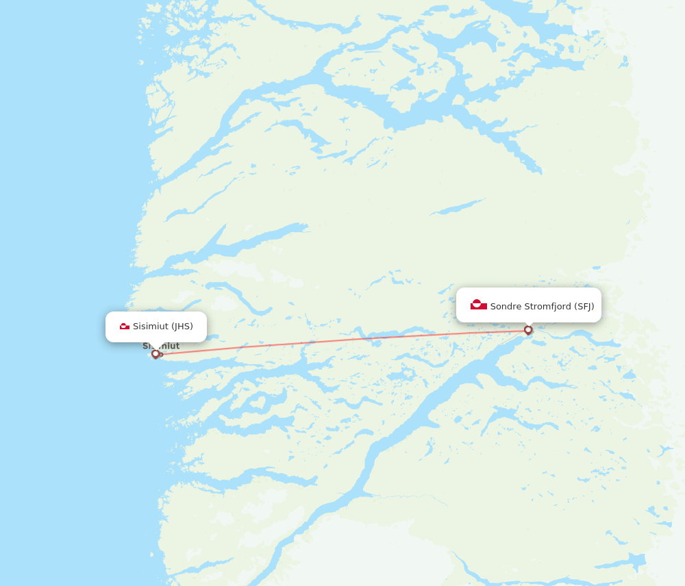 Kangerlussuaq - Sisimiut route map and flight paths
