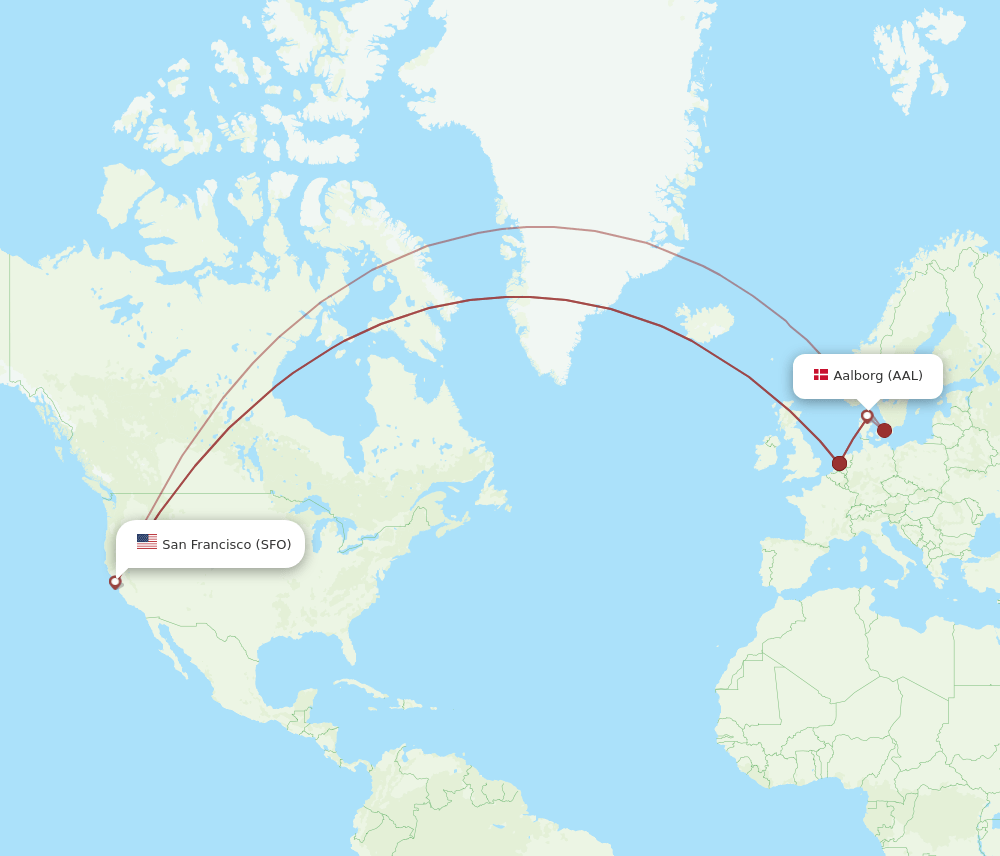 SFO-AAL flight routes