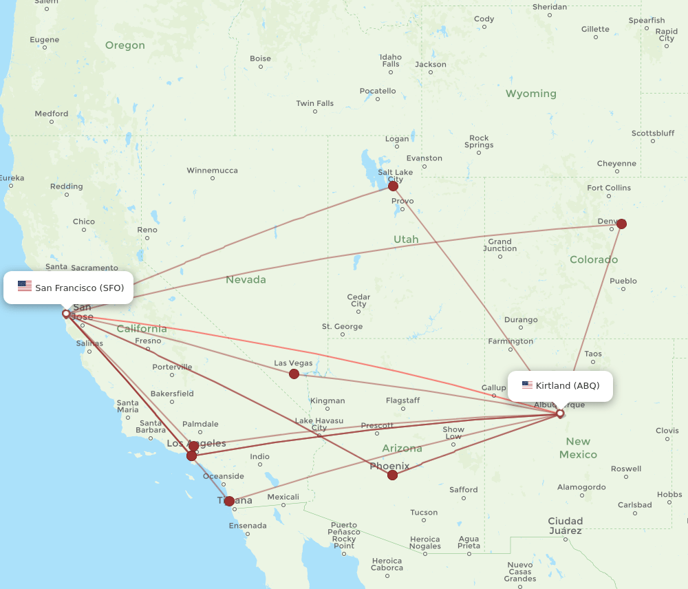 SFO-ABQ flight routes