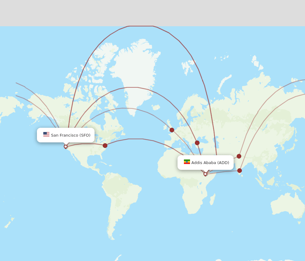 SFO-ADD flight routes