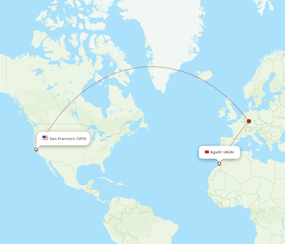 SFO-AGA flight routes