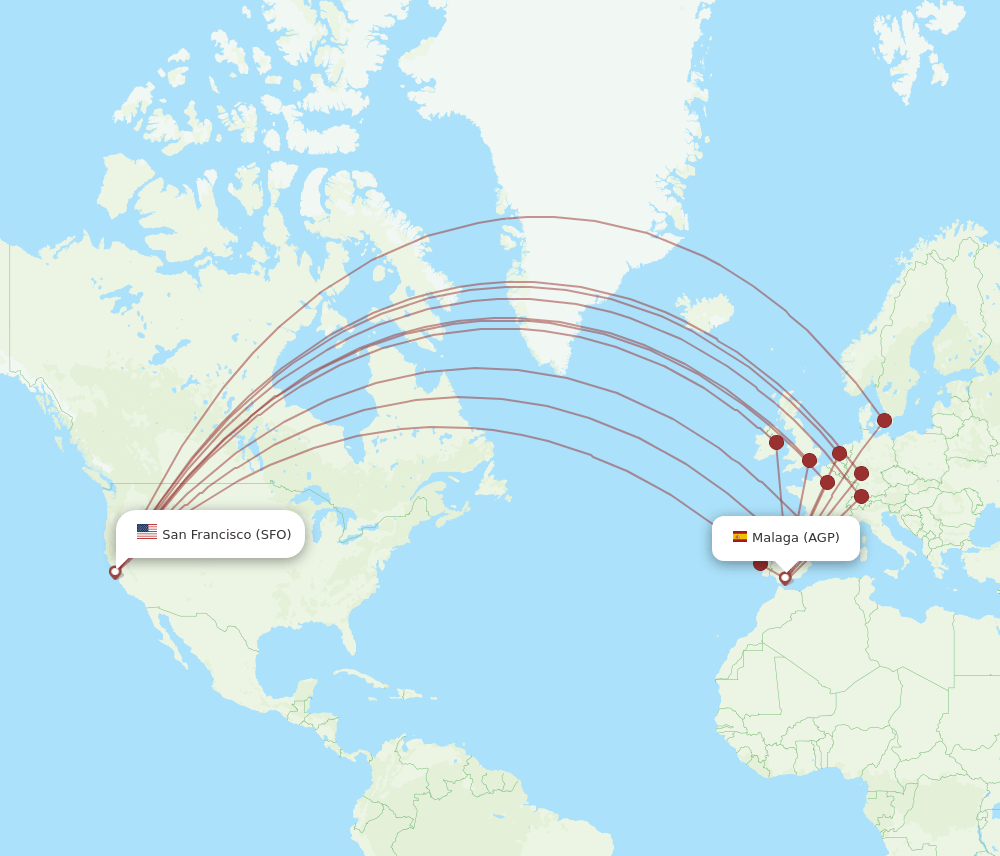 SFO-AGP flight routes