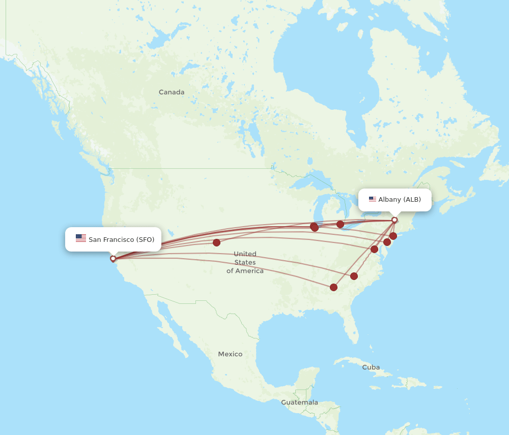 SFO-ALB flight routes