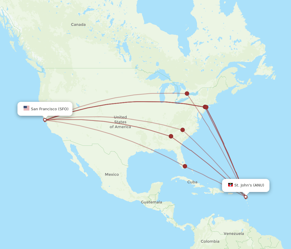 SFO-ANU flight routes