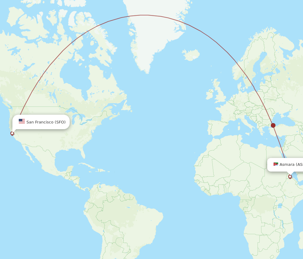 SFO-ASM flight routes