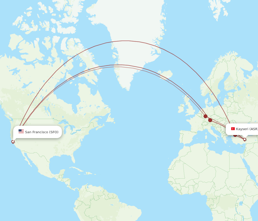 SFO-ASR flight routes