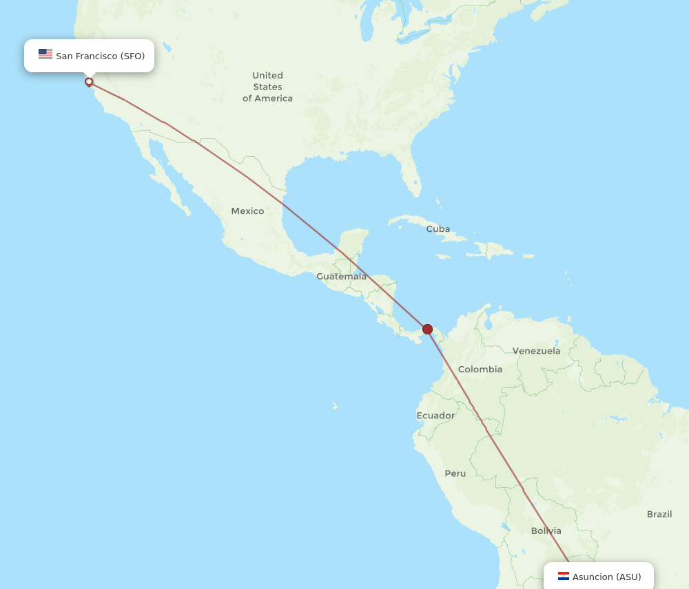 ASU to SFO flights and routes map