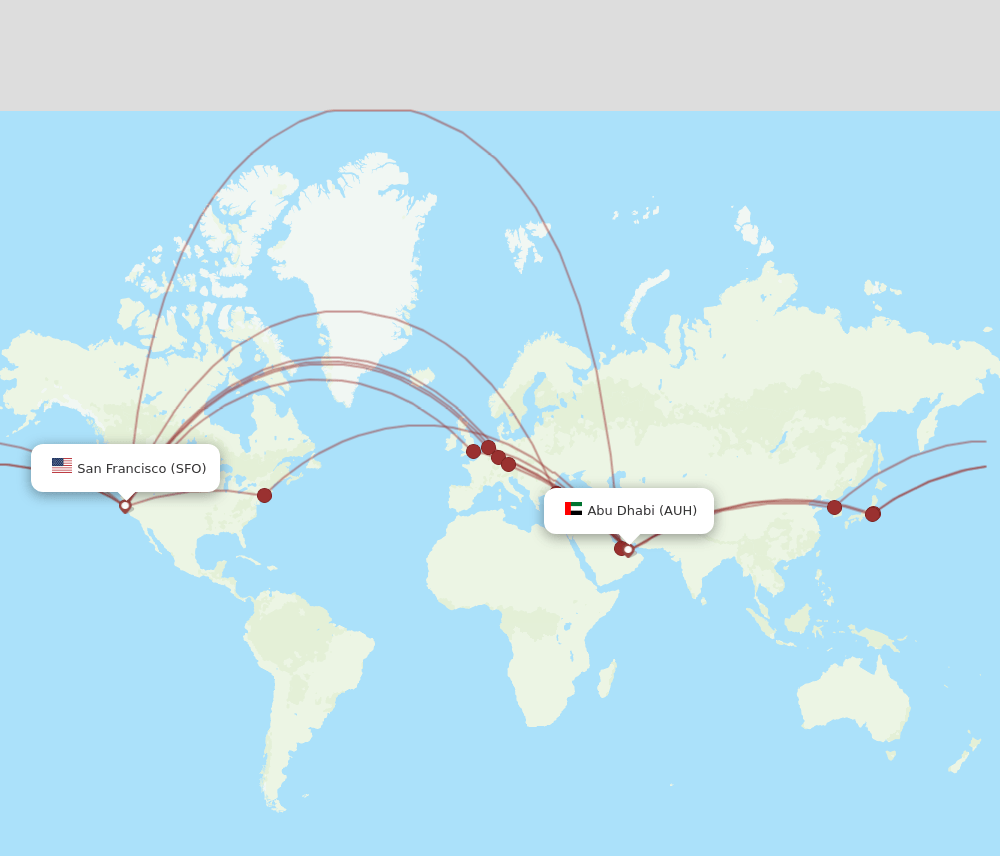 SFO-AUH flight routes