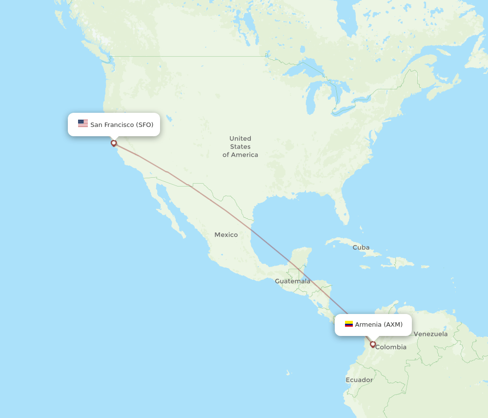 SFO-AXM flight routes