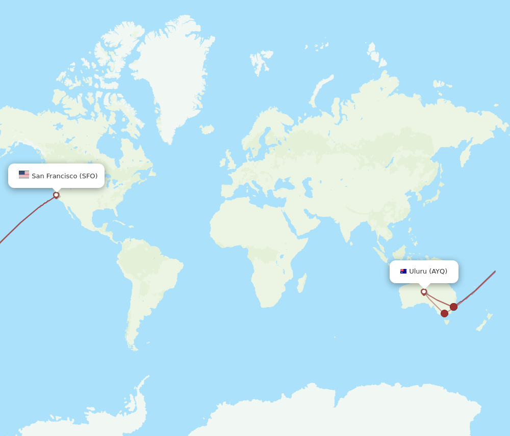 SFO to AYQ flights and routes map