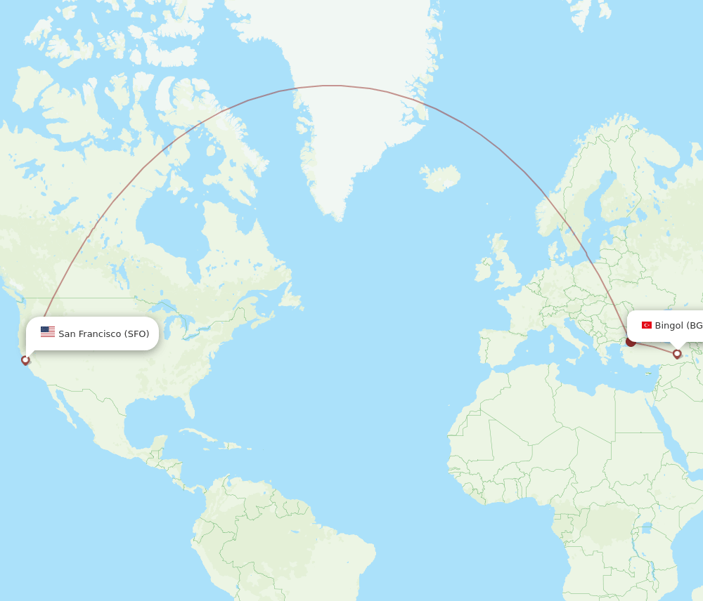 SFO-BGG flight routes