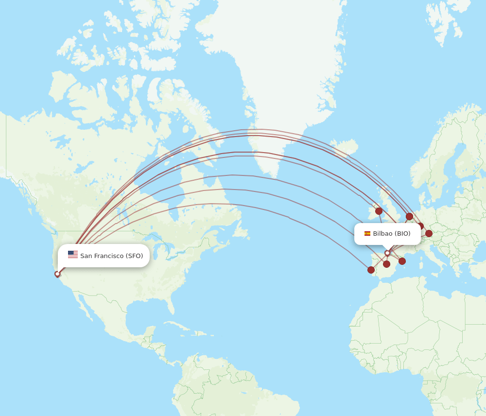 SFO-BIO flight routes