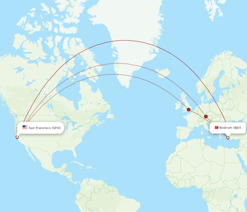 SFO-BJV flight routes