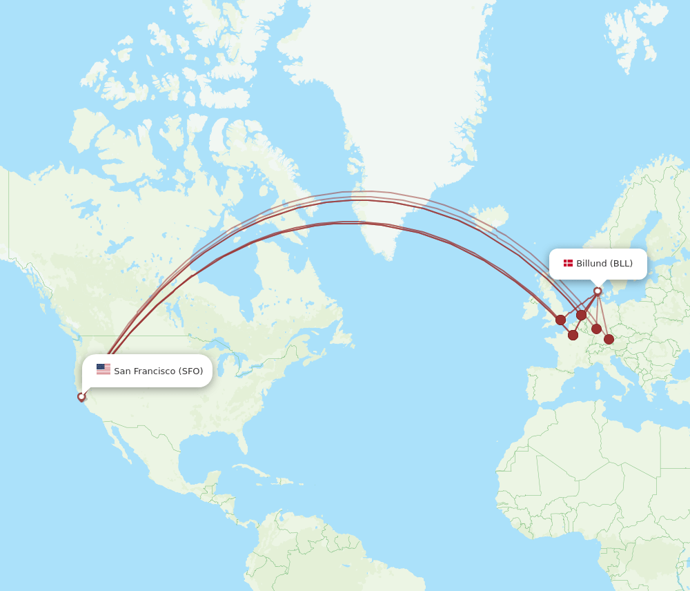 SFO-BLL flight routes