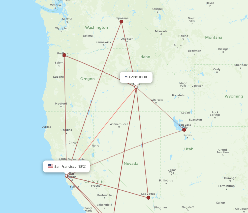 SFO-BOI flight routes