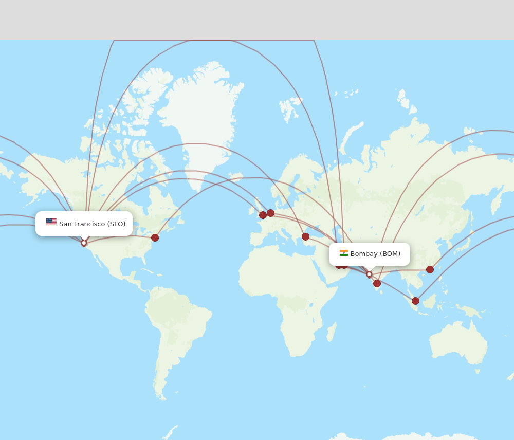 SFO-BOM flight routes