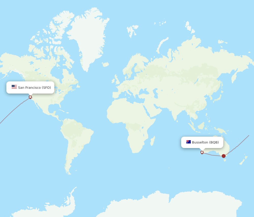 SFO to BQB flights and routes map