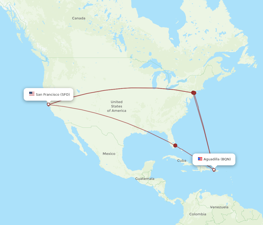 SFO-BQN flight routes